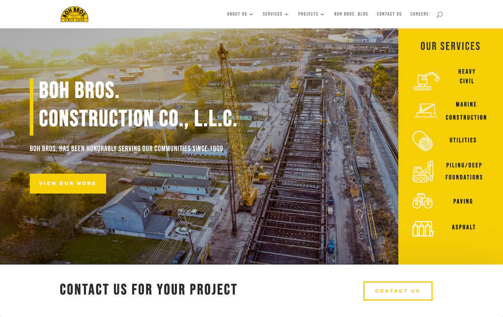 Webtyde built Boh Bros Construction Company a new website